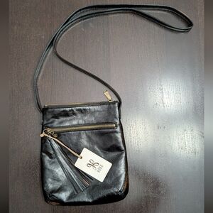 Hobo Sarah Black Leather Crossbody Bag Tassel Zip Pocket Genuine NWT $168